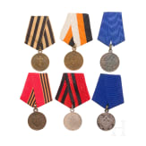 Group of six Russian campaign medals, from 1831