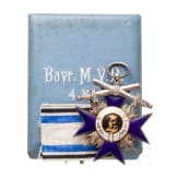 A cased Bavarian Military Order of Merit 4th class with swords