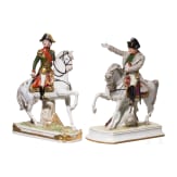 Zwei farbige Reiterfiguren aus Porzellan, 20. Jhdt.