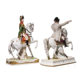 Zwei farbige Reiterfiguren aus Porzellan, 20. Jhdt.