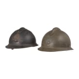 Zwei Adrian- Helme, 1. Weltkrieg und sp&auml;ter