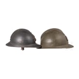 Zwei Adrian- Helme, 1. Weltkrieg und sp&auml;ter