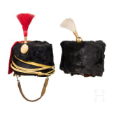 Two fur caps for mounted troops, 20th century