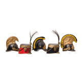 Five Austrian miniature helmets (ball donations), second half of the 20th century