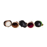 Five Austrian miniature helmets (ball donations), second half of the 20th century