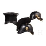 Two fragmentary helmets M 1868 and a shako body, 19th century