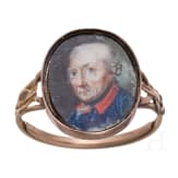 K&ouml;nig Friedrich II. von Preu&szlig;en - goldener Portraitring nach dem Gem&auml;lde von Anton Graff 1781