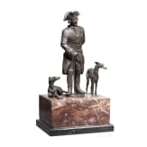 Friedrich der Gro&szlig;e mit seinen Windspielen - dreiteilige Bronzeskulptur