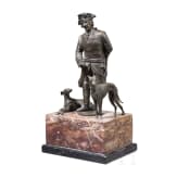 Friedrich der Gro&szlig;e mit seinen Windspielen - dreiteilige Bronzeskulptur