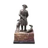 Friedrich der Gro&szlig;e mit seinen Windspielen - dreiteilige Bronzeskulptur