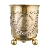Silbervergoldeter M&uuml;nzbecher auf das Dreikaiserjahr 1888