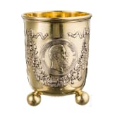 Silbervergoldeter M&uuml;nzbecher auf das Dreikaiserjahr 1888