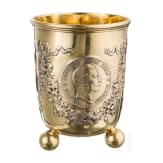 Silbervergoldeter M&uuml;nzbecher auf das Dreikaiserjahr 1888