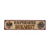 Schild des preu&szlig;ischen HR1-Hauptquartiers in Bukarest