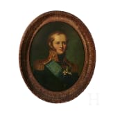 Zar Alexander I. von Russland - ovales &Ouml;lportrait mit Darstellung des jungen Zaren um 1820/30