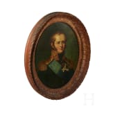 Zar Alexander I. von Russland - ovales &Ouml;lportrait mit Darstellung des jungen Zaren um 1820/30