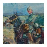 Gem&auml;lde &bdquo;Patrouille der J&auml;ger zu Pferde", 1914