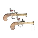A pair of French flintlock blunderbuss pistols, circa 1760