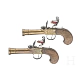 A pair of French flintlock blunderbuss pistols, circa 1760