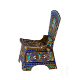 A silver-gilt and cloisonn&eacute; enamel salt chair, Russia, Moscow, Ivan Saltykov, 1889