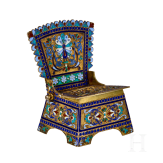 A silver-gilt and cloisonn&eacute; enamel salt chair, Russia, Moscow, Ivan Saltykov, 1889