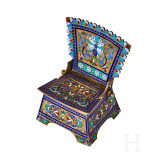 A silver-gilt and cloisonn&eacute; enamel salt chair, Russia, Moscow, Ivan Saltykov, 1889