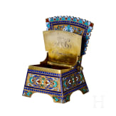 A silver-gilt and cloisonn&eacute; enamel salt chair, Russia, Moscow, Ivan Saltykov, 1889