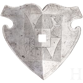 A coat of arms shield for a horse forehead platte, 16th century