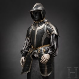A German black and white armour for a man-at-arms, partly Augsburg, circa 1540-60