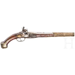 A long Balkan Turkish flintlock pistol, 19th century
