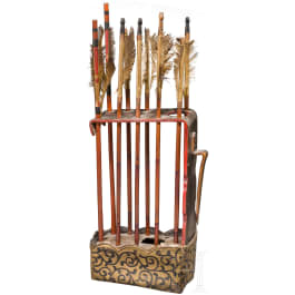 A Japanese palanquin quiver with nine arrows, late Edo period