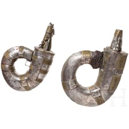 Two North African powder flasks, 19th century