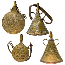 Four Moroccan powder flasks, 19th and 20th century