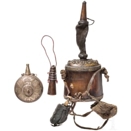 A powder and two primer flasks, Tibet, 19th/20th century
