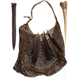 A hunting bag and two daggers, Papua New Guinea