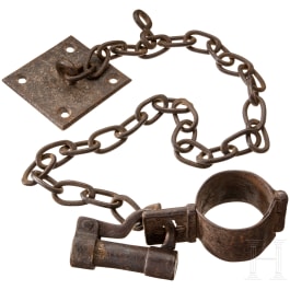 Handcuffs with a wall plate, German, 17th/18th century
