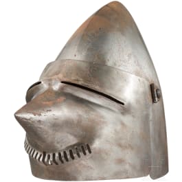 A visored bascinet ("Hounskull"), reproduction in the style of c. 1380
