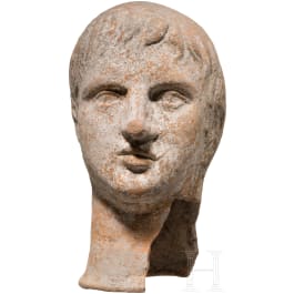 Etruskischer Votivkopf aus Ton, 3. - 2. Jhdt. v. Chr.