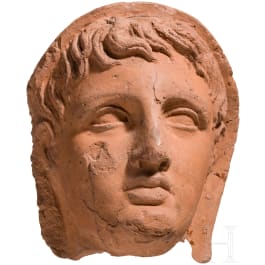 Terrakotta-Votivkopf eines jungen Etruskers, etruskisch, 2. Hälfte 1. Jhdt. v. Chr.