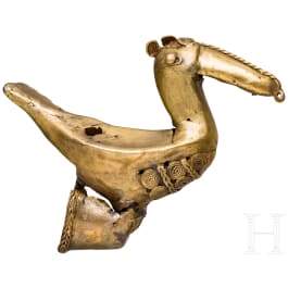 Aufsatz in Vogelform, Gold, Kolumbien, Sinú-Kultur, ca. 500 - 1000