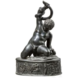 Bronzeplastik Herkulesknabe mit Schlangen, 19. Jhdt.