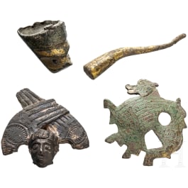 Drei Bronzefragmente, mittelbyzantinisch und romanisch, 9. - 11. Jhdt.