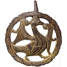 A large, German, gilt tournament pendant, 12th/13th century