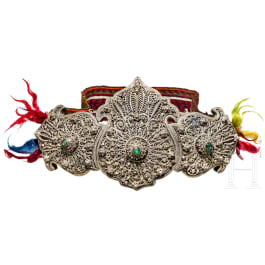 A large Ottoman belt buckle with silver fligran, 19th century