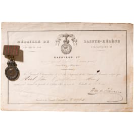 St. Helena medal with bestowal document