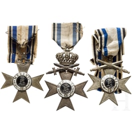 Three Military Merit Crosses 2nd class, a document