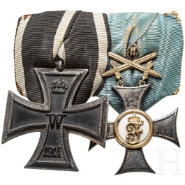 Two medal bars and a document of the Friedrich Order