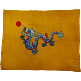 A yellow dragon flag, national flag of the Qing Dynasty, between 1888 and 1912