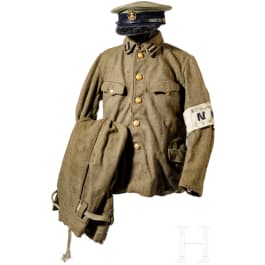 A uniform and equipment ensemble for a naval warrant officer, naval shore patrol, World War II