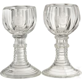 Two liqueur glasses with the coat of arms of the Grand Dukes of Baden
